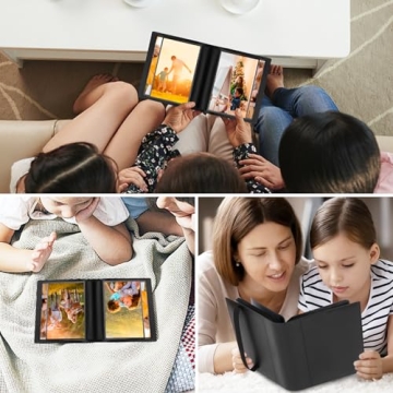 Aevdor Small Photo Album 4x6 Photos Black Inner Page with Strong Elastic Band, Each Small Album Holds 64 Photos, 4x6 Mini Book Photo Pictures Album Birthday Photo Albums Wedding Anniversary (Black)