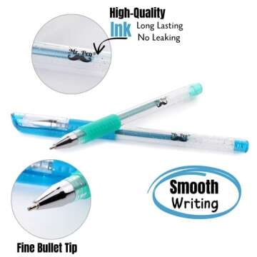 Mr. Pen- Glitter Gel Pens, Assorted Colors, 20 pcs, Glitter Pens, Glitter Gel Pens for Adult Coloring, Neon Gel Pens, Sparkly Gel Pens, Gel Pens for Coloring, Glitter Gel Pen Set, Bible Journaling Pen