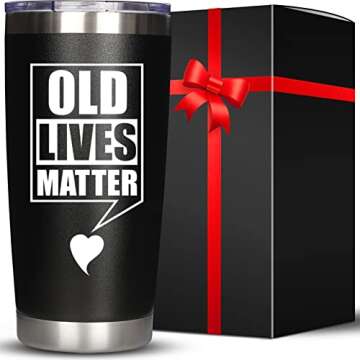 risadas Gifts for Men Women Him Her,Old Lives Matter Tumbler,Stocking Stuffers for Christmas,Funny Retirement Gifts for Elderly Senior