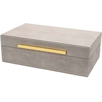 XIGEXIGE Ivory Shagreen Faux Leather Decorative Box for Jewelry & Keepsakes