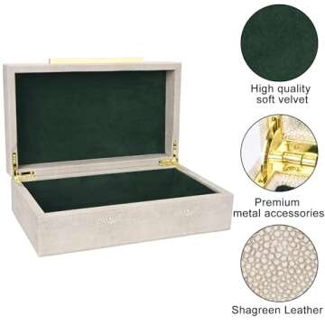 Elegant Ivory Shagreen Decorative Box for Stylish Storage
