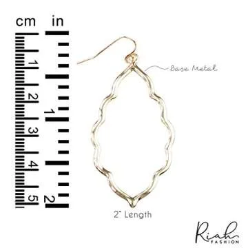 Bohemian Geometric Cut-Out Drop Earrings - Simple Metallic Open Hoop Dangles Moroccan Cloud, Clover Floral Quatrefoil, Infinity Leaf (Moroccan - Matte Gold)
