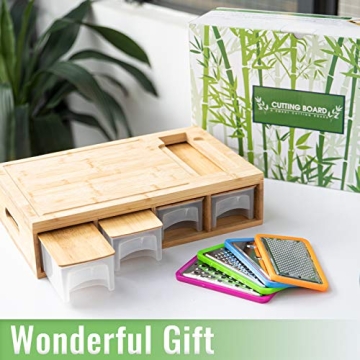 SHINESTAR Cutting Board with Containers for Easy Prep