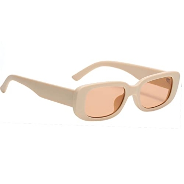 BOJOD Trendy Rectangle Sunglasses for Women Men - Chic Beige Chunky Frame