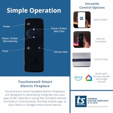 Touchstone Sideline Deluxe Electric Fireplace with Smart Features