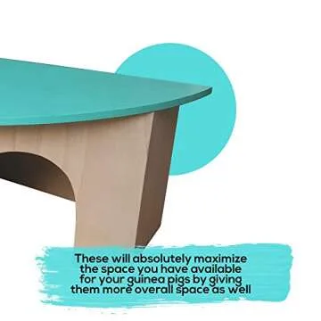 Piggies Choice The Space House All Natural Sturdy Pine Wood Corner Hideout Hidey Guinea Pig Hut (Teal)