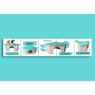 Piggies Choice The Space House All Natural Sturdy Pine Wood Corner Hideout Hidey Guinea Pig Hut (Teal)