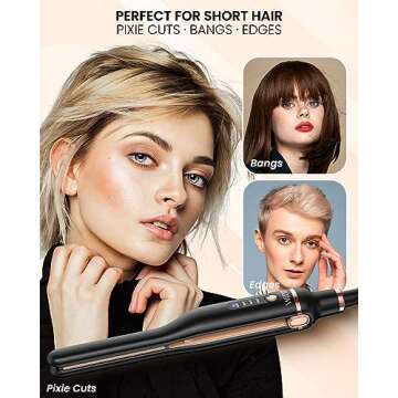 WEEYUM 1/2 Inch Mini Flat Iron, Small Flat Iron for Short Hair, Pencil Hair Straightener for Edges, ...