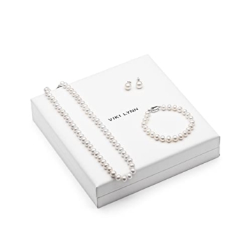 Freshwater Cultured Pearl Necklace Set Includes Stunning Bracelet and Stud Earrings Jewelry for Women - VIKI LYNN