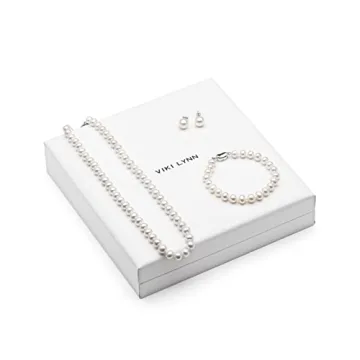 Freshwater Cultured Pearl Necklace Set Includes Stunning Bracelet and Stud Earrings Jewelry for Women - VIKI LYNN