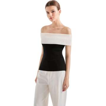 SUUKSESS Women Off Shoulder Going Out Sweaters Tops Short Sleeve Ribbed Knit Summer Sexy Shirts(Black 1 S)