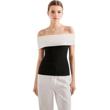 SUUKSESS Women Off Shoulder Going Out Sweaters Tops Short Sleeve Ribbed Knit Summer Sexy Shirts(Black 1 S)