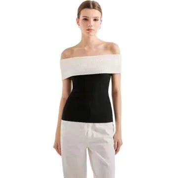 SUUKSESS Women Off Shoulder Going Out Sweaters Tops Short Sleeve Ribbed Knit Summer Sexy Shirts(Black 1 S)