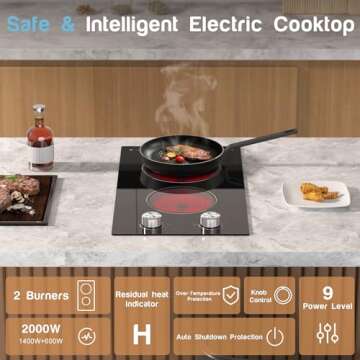 2 Burner Electric Cooktop with Intuitive Controls - 2000W