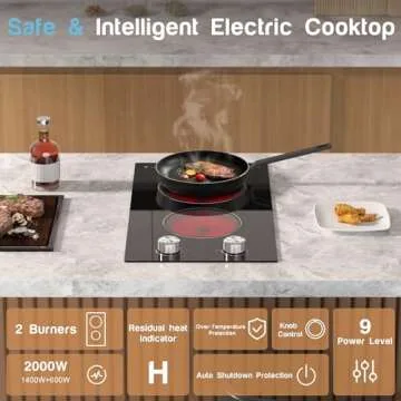 2 Burner Electric Cooktop with Intuitive Controls - 2000W