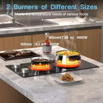 2 Burner Electric Cooktop with Intuitive Controls - 2000W