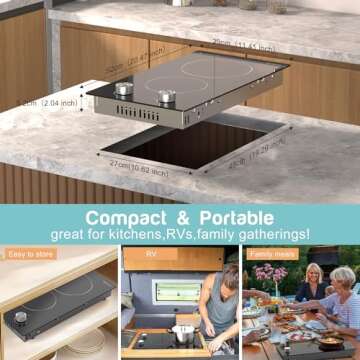 2 Burner Electric Cooktop with Intuitive Controls - 2000W