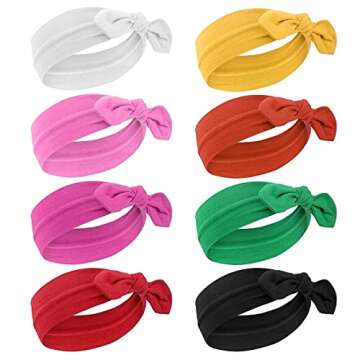 habibee Women Headbands Turban Headwraps Hair Band Bows Accessories for Fashion or Sport 8 Pcs for Women Solid Color