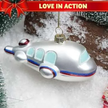 JOIEDOMI Plane Blown Glass Mini Christmas Ornaments for Christmas Tree Hanging Ornament, Small Airplane Outdoor Christmas Decorations Indoor, Xmas Christmas Party Favors Cute Winter Presents Gifts