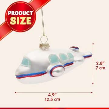 JOIEDOMI Plane Blown Glass Mini Christmas Ornaments for Christmas Tree Hanging Ornament, Small Airplane Outdoor Christmas Decorations Indoor, Xmas Christmas Party Favors Cute Winter Presents Gifts