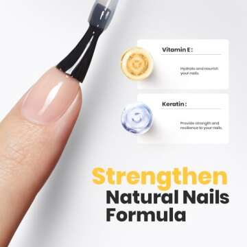 Beetles 2 in 1 Base & Top Coat Nail Polish, Clear Nail Polish Fast Drying & Natural Nail Strengthen, Glossy Effect for Nail DIY Salon at Home Gifts for Women