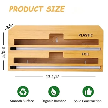 Ciditylu Bamboo Foil and Plastic Wrap Organizer for Kitchen