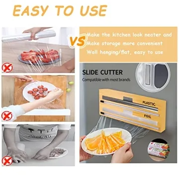 Ciditylu Bamboo Foil and Plastic Wrap Organizer for Kitchen