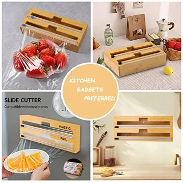 Ciditylu Bamboo Foil and Plastic Wrap Organizer for Kitchen