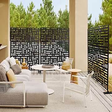 Elevens Outdoor Metal Privacy Screen - Stylish Freestanding Divider