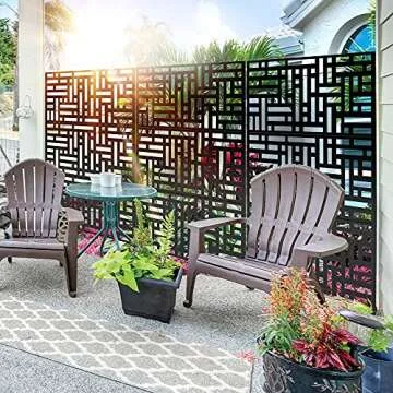 Elevens 76" Metal Privacy Screen for Gardens and Patios