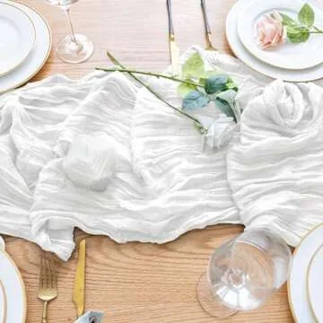 Wokceer Cheesecloth Table Runner White Christmas 3Pack 10FT Ivory Boho Gauze Fall Cheese Cloth Table Runner for Party Rustic Sheer Table Runners for Baby Bridal Shower Wedding Easter Table Decor