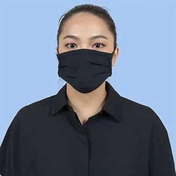 Gildan Adult Reusable 3-Layer Cotton Ear Loop Face Mask (24 Pack), Black (24 Pack), Adult: 6.5" x 7" (4.5" ear loop)