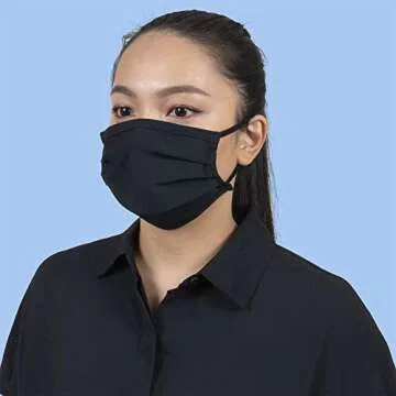 Gildan Adult Reusable 3-Layer Cotton Ear Loop Face Mask (24 Pack), Black (24 Pack), Adult: 6.5" x 7" (4.5" ear loop)