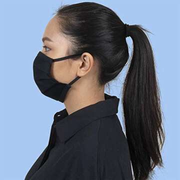 Gildan Adult Reusable 3-Layer Cotton Ear Loop Face Mask (24 Pack), Black (24 Pack), Adult: 6.5" x 7" (4.5" ear loop)