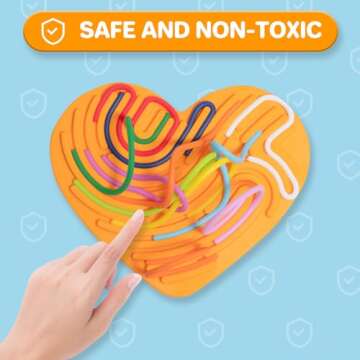 WPOQM Heart Shaped Sensory Activity Board for Kids 3+, Silicone Sensory Activity Board for Stress Anxiety Autistic ADHD (Orange)