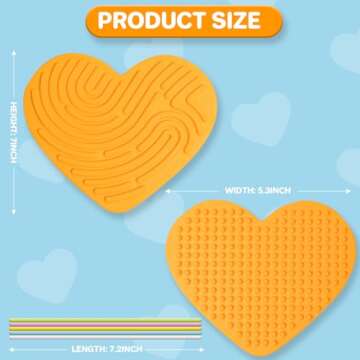 WPOQM Heart Shaped Sensory Activity Board for Kids 3+, Silicone Sensory Activity Board for Stress Anxiety Autistic ADHD (Orange)