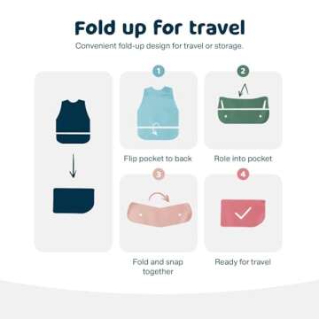 Tiny Twinkle Mess Proof Baby Bib - Waterproof Baby Apron - Machine Washable - PVC, BPA, & Phthalate Free - Great Travel Bib for Baby Eating - Baby Food Bibs (Blue Checkers, Small 6-24 Months)