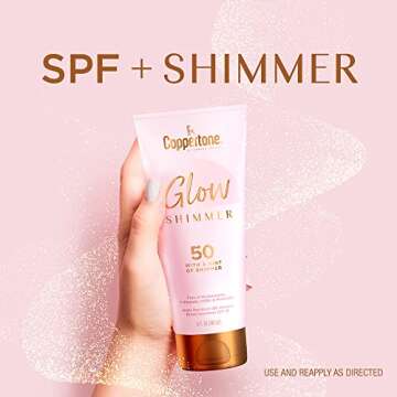 Coppertone Glow with Shimmer Sunscreen Lotion, Broad Spectrum SPF 50 Sunscreen, 5 Fl Oz