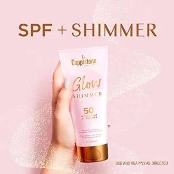Coppertone Glow with Shimmer Sunscreen Lotion, Broad Spectrum SPF 50 Sunscreen, 5 Fl Oz