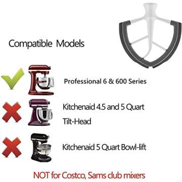 6 QT Flex Edge Beater Attachment for KitchenAid Bowl-Lift Stand Mixer, Flat Edge Beater for 6 Quart ...