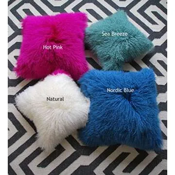 SLPR 20" x 20" White Mongolian Lamb Fur Pillow: Neutral Decorative Furry Throw Pillow for Couch and Bed, Fuzzy Sheep Skin Pillow Cover, Cream Fluffy Tibetan Sheepskin Wool Case