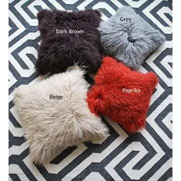 SLPR 20" x 20" White Mongolian Lamb Fur Pillow: Neutral Decorative Furry Throw Pillow for Couch and Bed, Fuzzy Sheep Skin Pillow Cover, Cream Fluffy Tibetan Sheepskin Wool Case