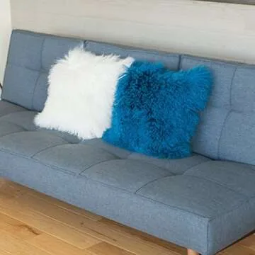 SLPR 20" x 20" White Mongolian Lamb Fur Pillow: Neutral Decorative Furry Throw Pillow for Couch and Bed, Fuzzy Sheep Skin Pillow Cover, Cream Fluffy Tibetan Sheepskin Wool Case