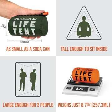 Go Time Gear Survival Life Tent - 2 Person Mylar Emergency Shelter Tube Tent Paracord - All Weather ...