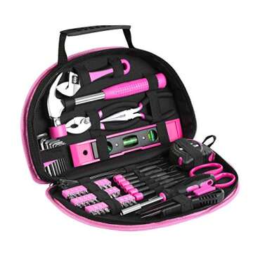 Excited Work 69 Piece Pink Tool Kit: Perfect for DIY, Home Maintenance, and Dorm Repair