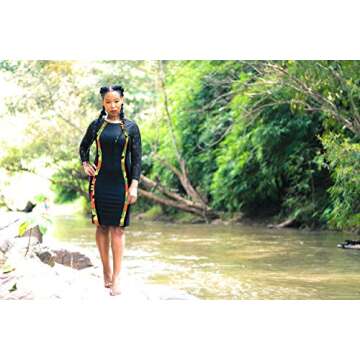 Little Black Dress African Bodyshape Dress with lace Sleeves Flattering Spandex Dress