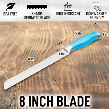 Zulay Serrated Bread Knife - Sharp Stainless Steel Blade