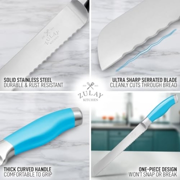 Zulay Serrated Bread Knife - Sharp Stainless Steel Blade