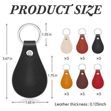 Taiyin 30 Pcs Leather Key Fob Kit for DIY Craft PU Blanks with Rivets and Key Ring for Laser Engravi...