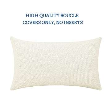 Jeneoo Ivory Decorative Long Lumbar Thick Throw Pillow Covers Fine Textured Boucle Couch Cushion Cases for Sofa Decor, Set of 1, 14 x 36 Inch